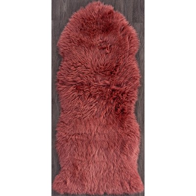 Ковер Sheepskin 55x145 - коралловый - Прямоугольник - коллекция Овчина Sheepskin