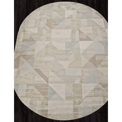 Ковер F416AD - BEIGE / L.BROWN - Овал - коллекция AFINA