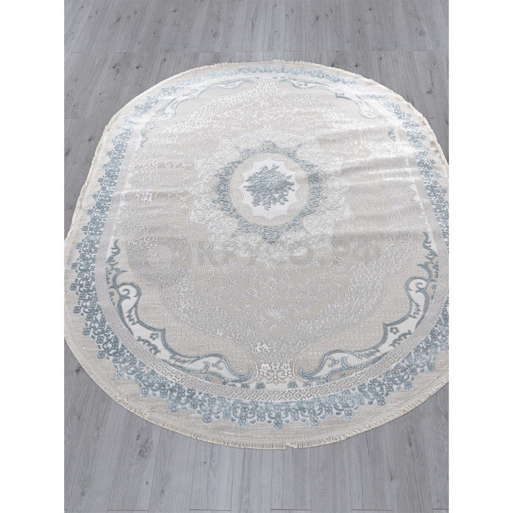 Ковер Q010A - CREAM SHRINK / BLUE FDY - Овал - коллекция EFSAN Ковер Q010A - CREAM SHRINK / BLUE FDY - Овал - коллекция EFSAN