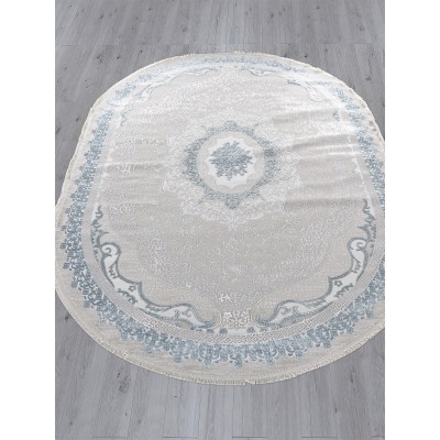 Ковер Q010A - CREAM SHRINK / BLUE FDY - Овал - коллекция EFSAN