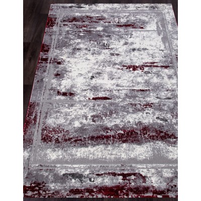 Ковер S107B - KOYU GREY COKEN / RED - Прямоугольник - коллекция SATINE